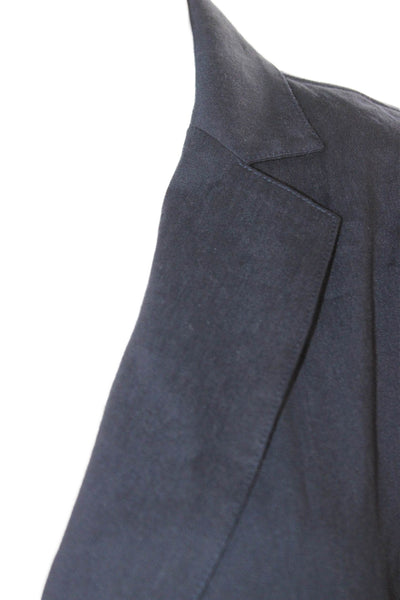 Estelle & Finn Women Blazer Blue Linen Long Sleeve Button Size 4