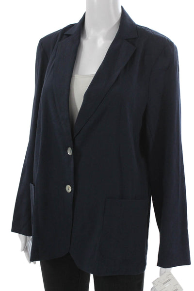 Estelle & Finn Women Blazer Blue Linen Long Sleeve Button Size 4