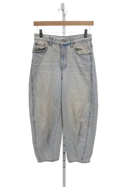 Zara Womens Blue Cotton High Rise Tapered Jeans Size 0