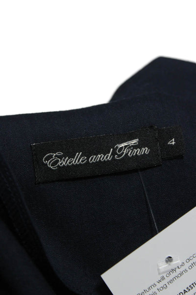 Estelle & Finn Women Blazer Blue Linen Long Sleeve Button Size 4
