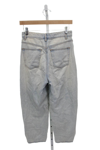 Zara Womens Blue Cotton High Rise Tapered Jeans Size 0