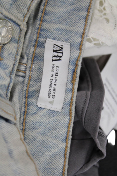 Zara Womens Blue Cotton High Rise Tapered Jeans Size 0