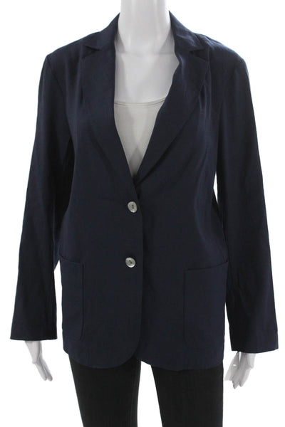 Estelle & Finn Women Linen Blue Blazer Buttoned Long Sleeve Size 6