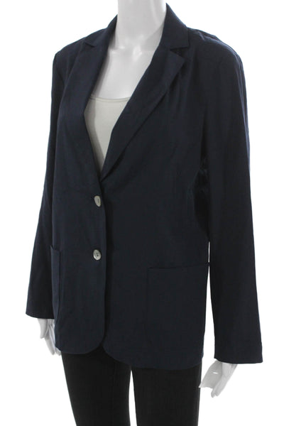 Estelle & Finn Women Linen Blue Blazer Buttoned Long Sleeve Size 6