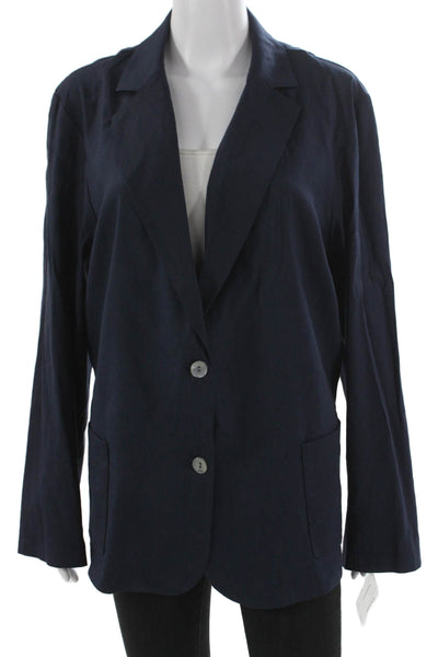 Estelle & Finn Women Blazer Linen Blue Long Sleeve Size 16