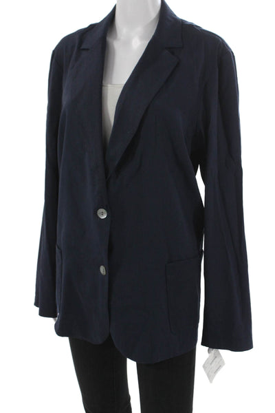 Estelle & Finn Women Blazer Linen Blue Long Sleeve Size 16