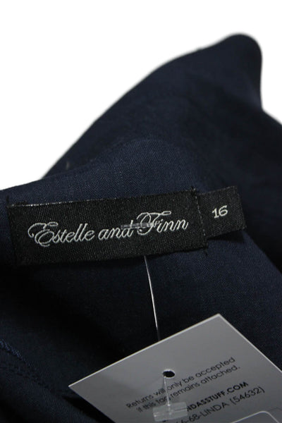 Estelle & Finn Women Blazer Linen Blue Long Sleeve Size 16