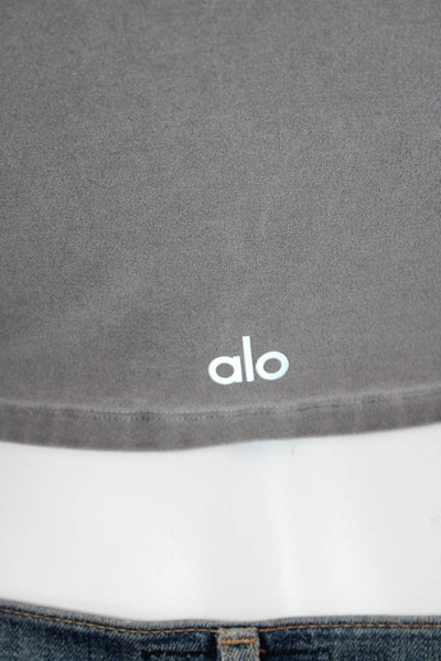 Alo Womens Basic Gray Crew Neck Long Sleeve T-Shirt Size S