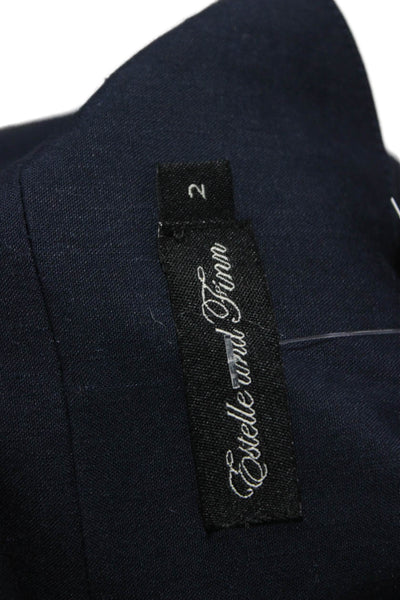 Estelle & Finn Womens Linen Blue Blazer Button Size 2