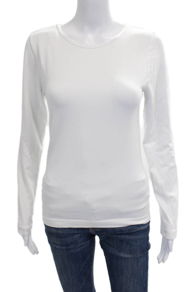 French Laundry Women White Modal Long Sleeve T-Shirt Round Neck Size L