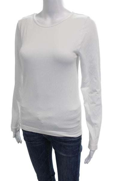 French Laundry Women White Modal Long Sleeve T-Shirt Round Neck Size L