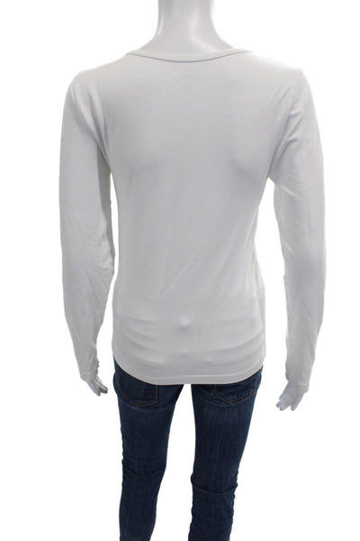 French Laundry Women White Modal Long Sleeve T-Shirt Round Neck Size L