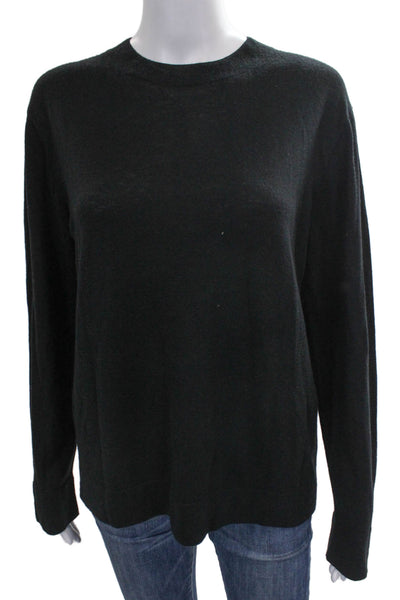 Vince Women Pullover Sweater Black Wool Crew Neck Long Sleeve Size L