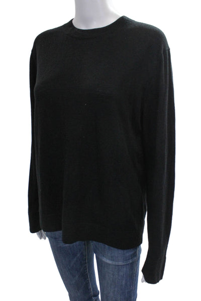 Vince Women Pullover Sweater Black Wool Crew Neck Long Sleeve Size L