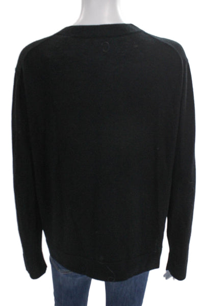 Vince Women Pullover Sweater Black Wool Crew Neck Long Sleeve Size L