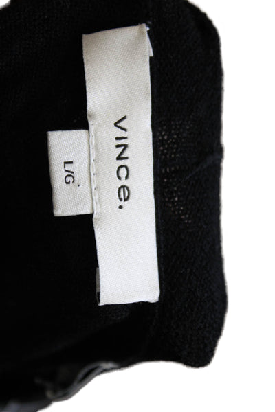 Vince Women Pullover Sweater Black Wool Crew Neck Long Sleeve Size L