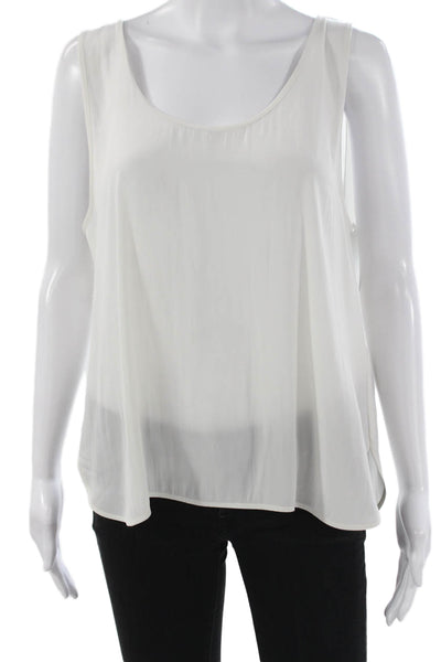 Lola & Sophie Women Basic Tank White Scoop Neck Sleeveless Polyester Size XL