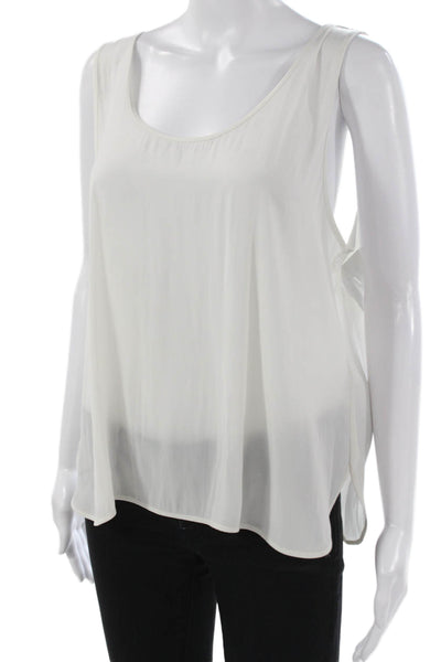 Lola & Sophie Women Basic Tank White Scoop Neck Sleeveless Polyester Size XL