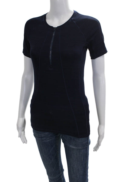Athleta Womens Basic Blue Short Sleeve Round Neck T-Shirt Size XS