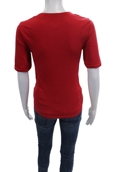 Athleta Women Red Basic T-Shirt Short Sleeve Crew Neck Polyester Size S