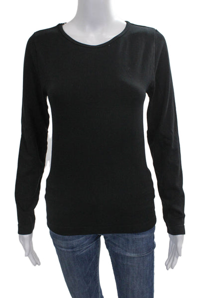 French Laundry Women Black Rayon Basic Round Neck Long Sleeve T-Shirt Size L
