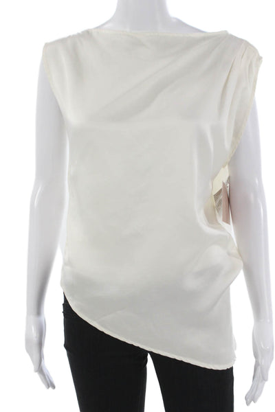 Cali Dreaming Womens Tunic Blouse White Lyocell Boat Neck Sleeveless Size XS