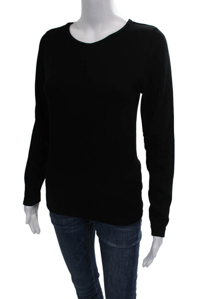 French Laundry Women Black Rayon Basic Round Neck Long Sleeve T-Shirt Size L
