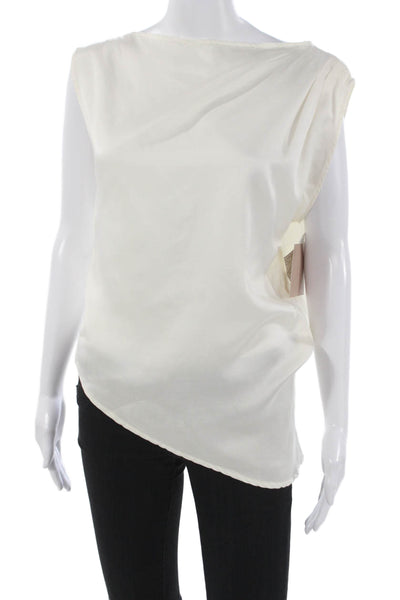 Cali Dreaming Womens Tunic Blouse White Lyocell Boat Neck Sleeveless Size XS