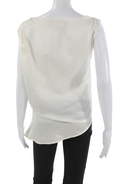 Cali Dreaming Womens Tunic Blouse White Lyocell Boat Neck Sleeveless Size XS