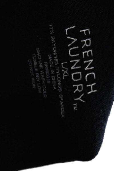 French Laundry Women Black Rayon Basic Round Neck Long Sleeve T-Shirt Size L