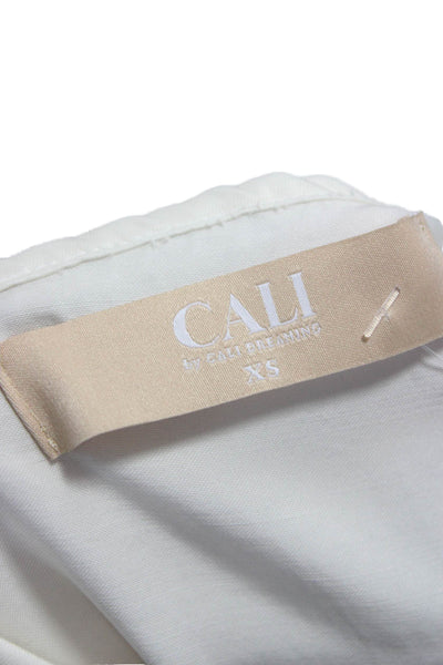 Cali Dreaming Womens Tunic Blouse White Lyocell Boat Neck Sleeveless Size XS