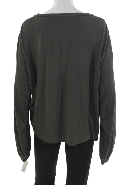 Lola & Sophie Women Gray V-Neck Long Sleeve Basic T-Shirt Size XL