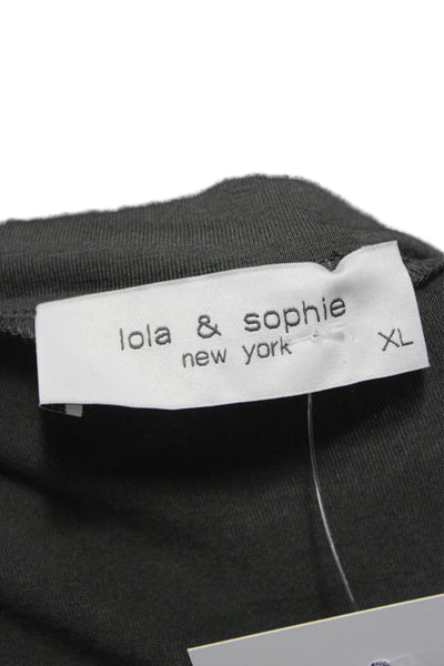 Lola & Sophie Women Gray V-Neck Long Sleeve Basic T-Shirt Size XL