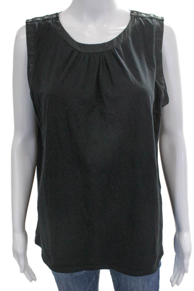 Sport Max Womens Jersey Tank Black Round Neck 94% Cotton 6% Elastane Size L
