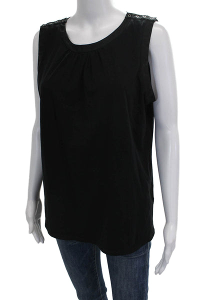 Sport Max Womens Jersey Tank Black Round Neck 94% Cotton 6% Elastane Size L