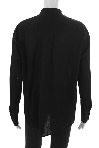 Cali Dreaming Women Black Collared Cotton Long Sleeve Button Blouse Size S