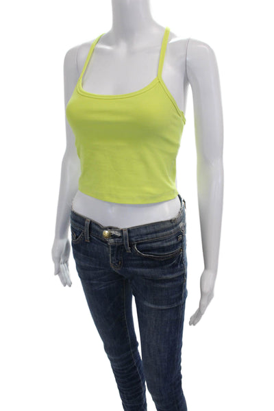 Beyond Yoga Womens Cropped Tank Scoop Neck Green Nylon Sleeveless Size S