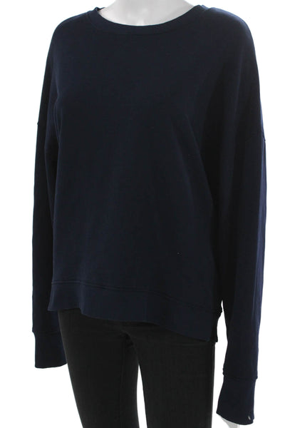 Pharaoh Women Pullover Sweatshirt Blue Cotton Crew Neck Long Sleeve Size XL