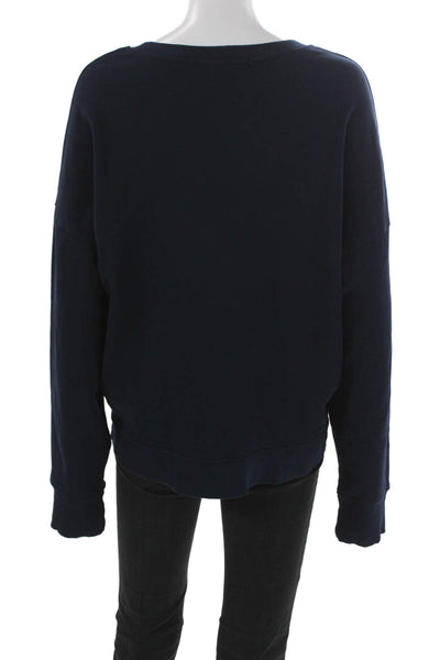 Pharaoh Women Pullover Sweatshirt Blue Cotton Crew Neck Long Sleeve Size XL