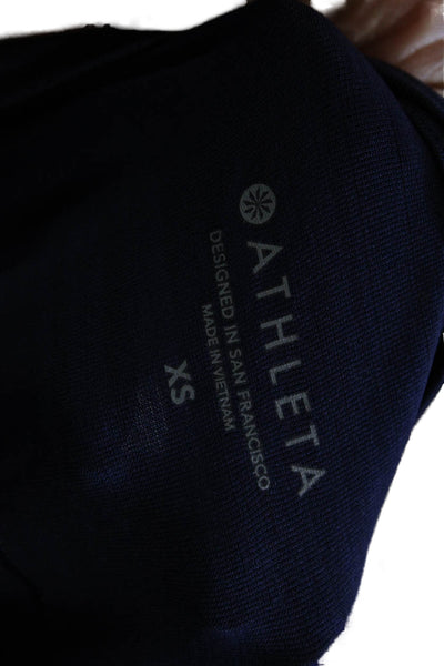 Athleta Womens Blue Striped Long Sleeve Pullover T-Shirt Crew Neck Size XS