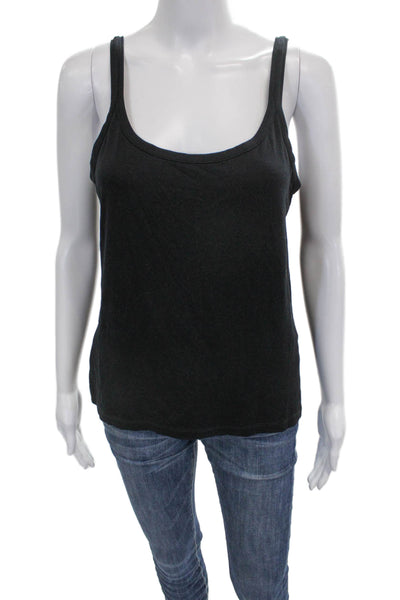 Max Mara Women Black Cotton Scoop Neck Sleeveless Basic Tank Size XL