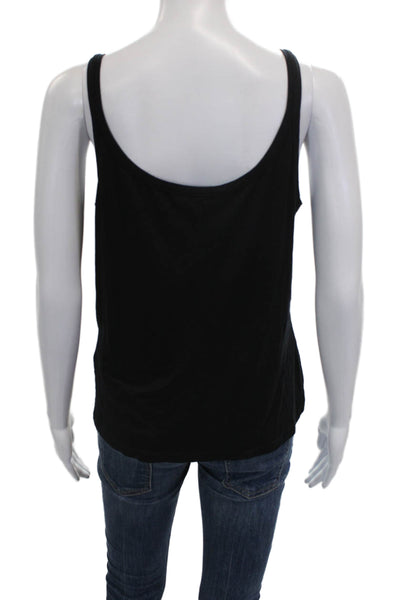 Max Mara Women Black Cotton Scoop Neck Sleeveless Basic Tank Size XL