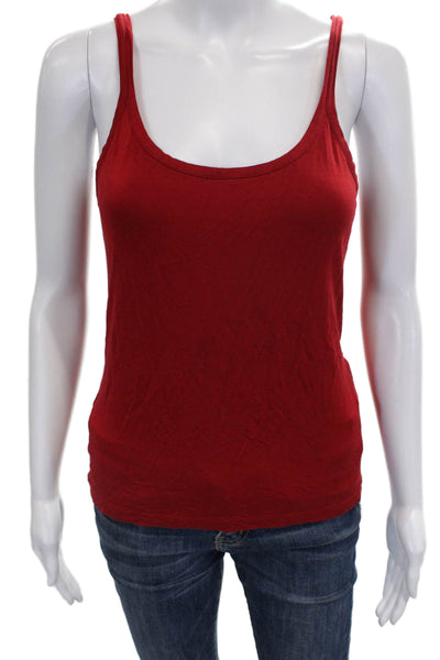 Max Mara Women Basic Tank Red Scoop Neck Sleeveless Viscose Elastane Size L