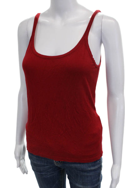 Max Mara Women Basic Tank Red Scoop Neck Sleeveless Viscose Elastane Size L