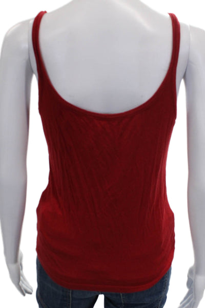 Max Mara Women Basic Tank Red Scoop Neck Sleeveless Viscose Elastane Size L