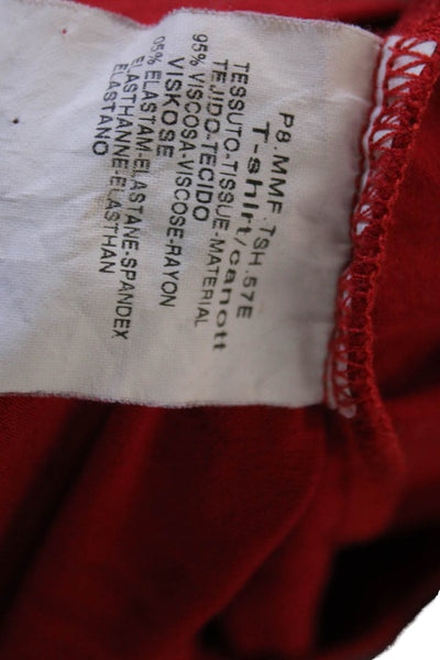 Max Mara Women Basic Tank Red Scoop Neck Sleeveless Viscose Elastane Size L