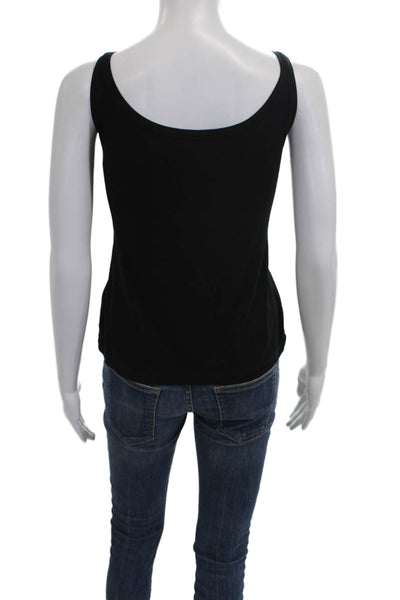 Max Mara Women Black Cotton Scoop Neck Sleeveless Basic Tank Size XL
