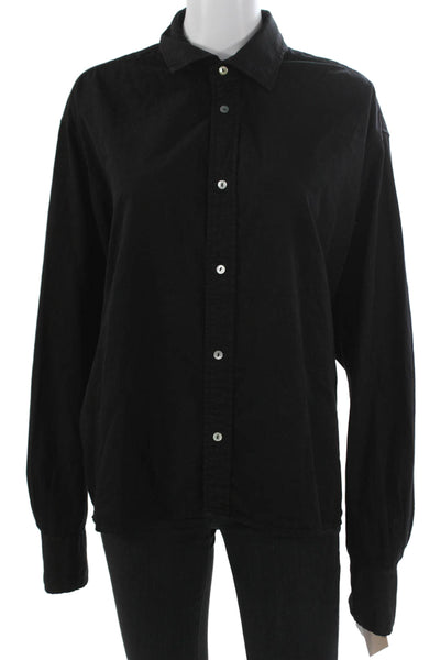 Cali Dreaming Mens Button Up Collared Cotton Long Sleeve Black Shirt Size M