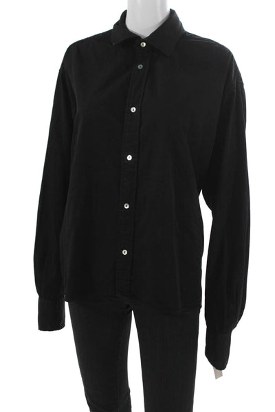 Cali Dreaming Mens Button Up Collared Cotton Long Sleeve Black Shirt Size M