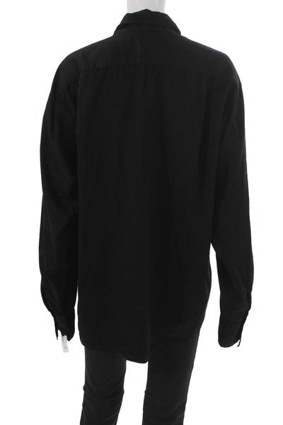 Cali Dreaming Mens Button Up Collared Cotton Long Sleeve Black Shirt Size M